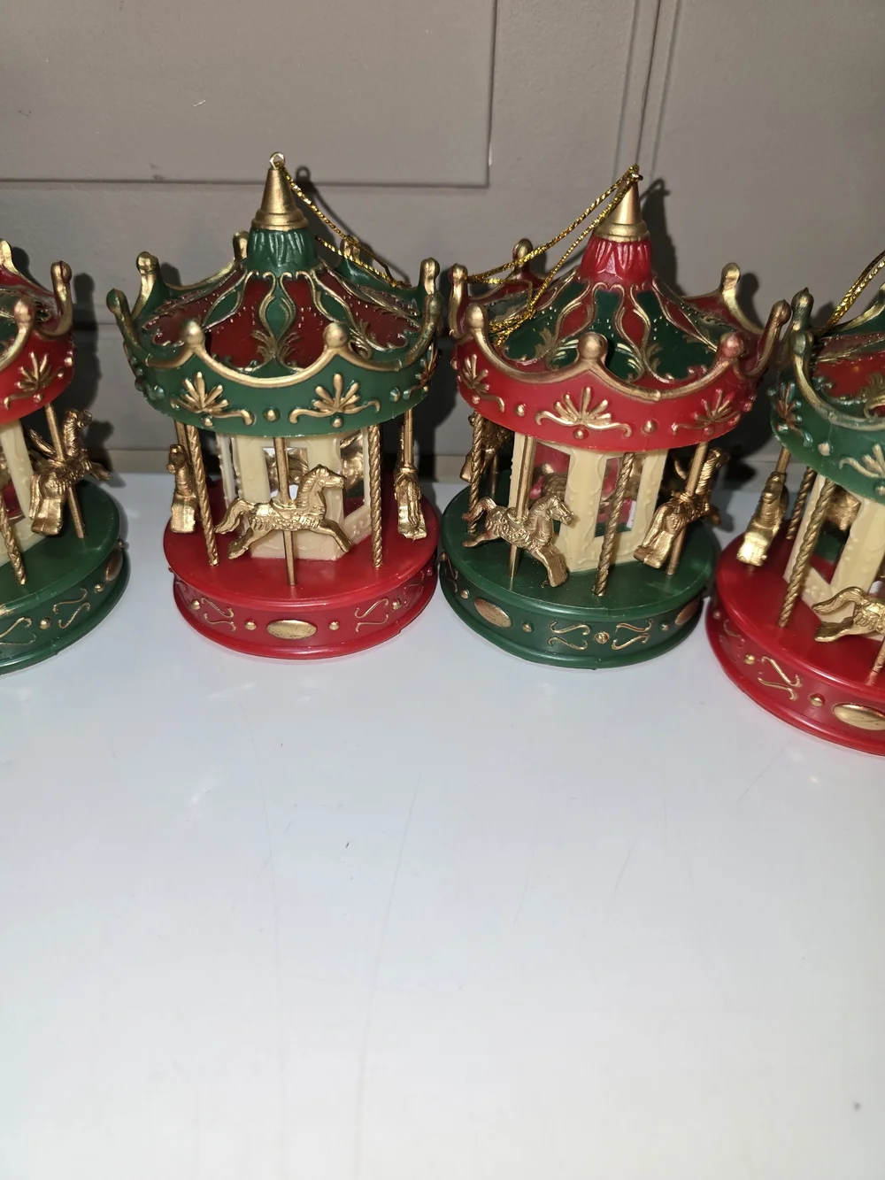 Set Of 10 Vintage Horse Carousel Christmas Ornaments